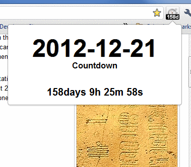2012 Countdown popup in Chrome and Opera Screenshot