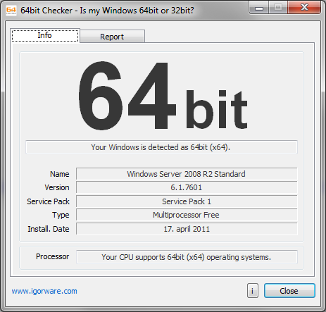 64bit Checker on Windows 2008 R2
