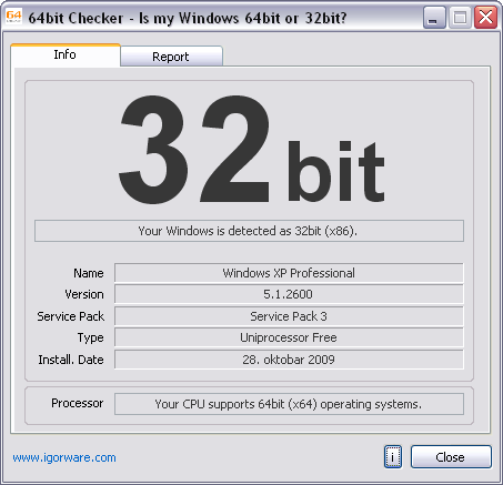 64bit Checker on Windows XP