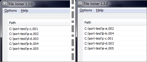 File Joiner Sorting