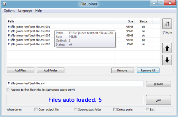 File Joiner auto loading files