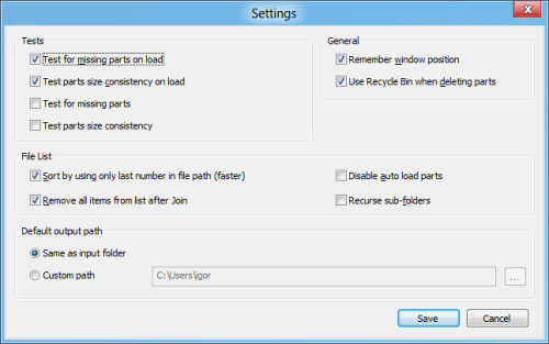 File Joiner 2.0 new settings dialog