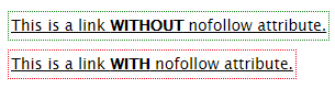 Demo of dofollow link outline with green color